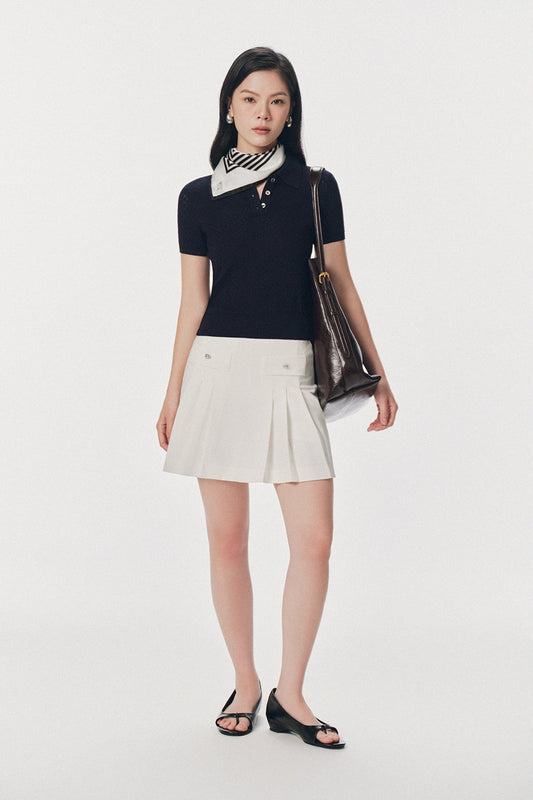 Mono Talk 銀扣短袖針織 Polo 衫 Polo 衫 1