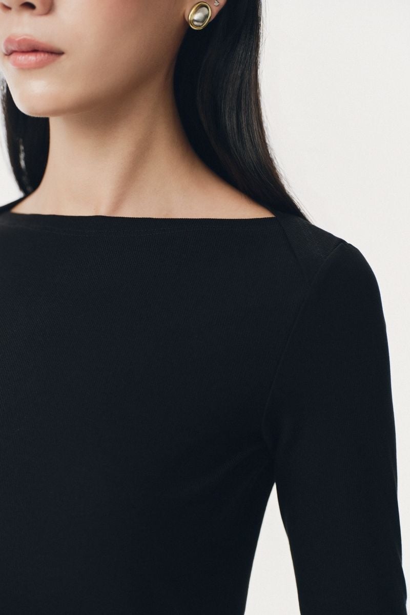 Mono Talk Basic boat-neck ribbed top 上衣 2